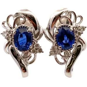 Pt･Pm900 サファイア・ダイヤモンド ピアス/イヤリング D0.12・D0.12ct