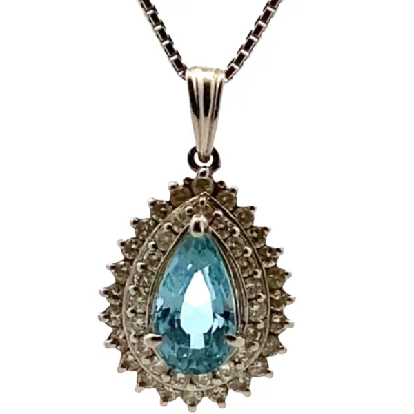 Pt900/Pt850 アクアマリン・ダイヤモンド ネックレス/ペンダントトップ 1.62・0.56ct