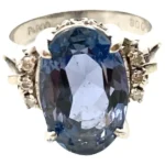 Pt･Pm900 ブルースピネル・ダイヤモンド リング 7.42・0.08ct