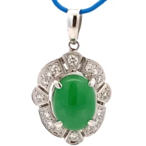 Pt･Pm900 翡翠・ダイヤモンド ネックレスペンダントトップ 4.6・D0.48ct