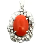 Pt･Pm900 サンゴ・ダイヤモンド ネックレス/ペンダントトップ 0.438ct