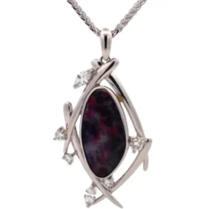 Pt900/K18 ボルダーオパール・ダイヤモンド ネックレストップ D0.57・6.55 ct
