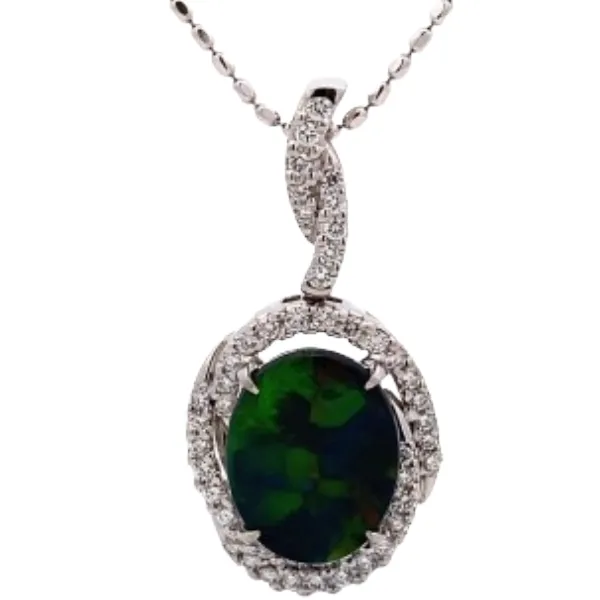 Pt900/K18 オパール・ダイヤモンド ペンダントトップ 2.5・0.62 ct