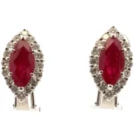 Pt900/K14WG ルビー・ダイヤモンド ピアス/イヤリング 1.15・0.30・1.12・0.30ct