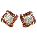 Pt900/K18 ルビー・ダイヤモンド ピアス/イヤリング 2.33・0.37ct