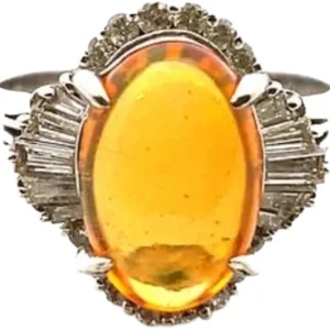 Pt･Pm900 ファイヤーオパール・ダイヤモンド 2.88・0.60ct