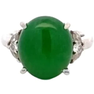 Pt・Pm950 翡翠・ダイヤモンド リング 7.88 ct 0.43 ct