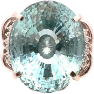 Pt･Pm900 アクアマリン・ダイヤモンド リング 40.56・0.27ct