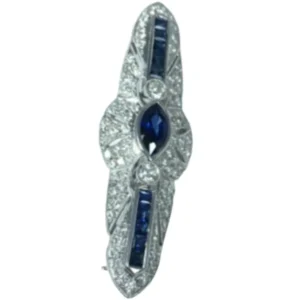 Pt･Pm900 サファイア・ダイヤモンド ブローチ S1.13・S0.78・D1.02 ct