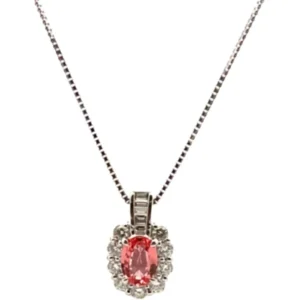 Pt900Pt850 パパラチアサファイア・ダイヤモンド ネックレスペンダントトップ 0.917・D0.53ct