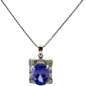 K18WG タンザナイト・ダイヤモンド ネックレスペンダントトップ 2.84・D0.7ct