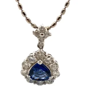 Pt900Pt850 スリランカ産ブルーサファイア・ダイヤモンド ネックレスペンダントトップ 1.33・1.13ct