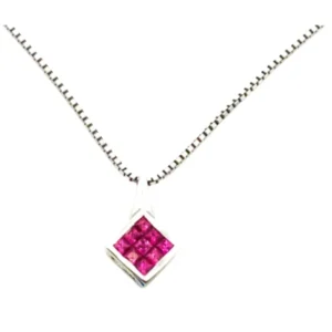 K18WG ルビー・ダイヤモンド ネックレスペンダントトップ R0.55・D0.30ct