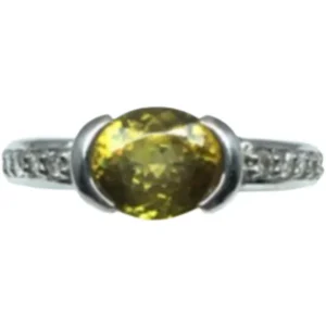 Pt･Pm900 スフェーン・ダイヤモンド リング 2.05 ct 0.22 ct