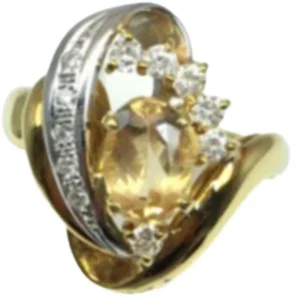 Pt900K18 シトリン・ダイヤモンド リング 1.61 ct D0.3 ct