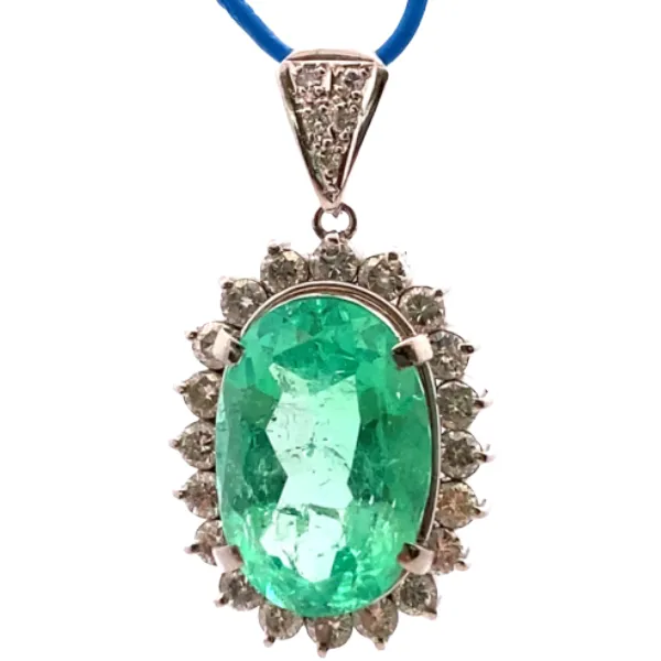 Pt･Pm900 エメラルド・ダイヤモンド ネックレス/ペンダントトップ 8.07・1.36ct