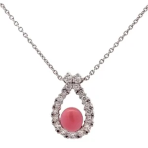 Pt850/Pt900 コンクパール・ダイヤモンド ネックレス1.1・0.47 ct