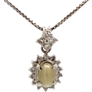 Pt900Pt850 クリソベリルキャッツアイ・ダイヤモンド ネックレスペンダントトップ 0.588・0.26ct