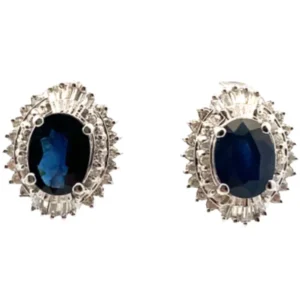 K14WG サファイア・ダイヤモンド ピアスイヤリング 1.21・1.71・0.35・0.35ct