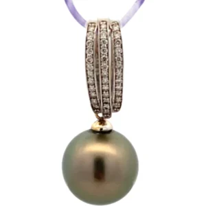 K18WG パール・ダイヤモンド ネックレスペンダントトップ 0.18ct