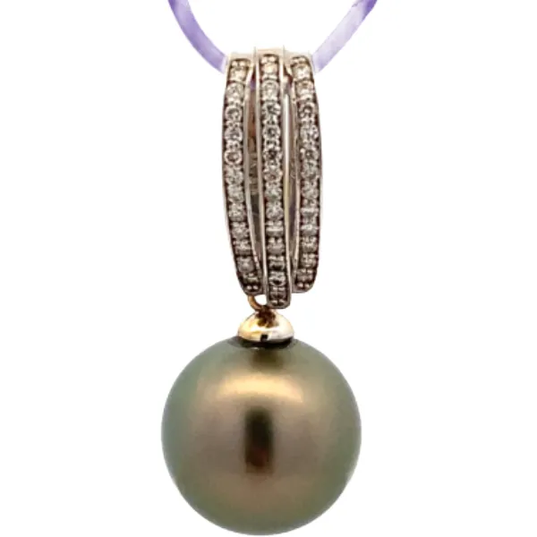K18WG パール・ダイヤモンド ネックレス/ペンダントトップ 0.18ct