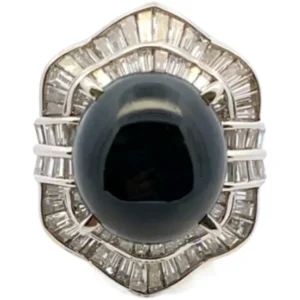 Pt･Pm900 タイ産スターサファイア・ダイヤモンド リング 27.152・D4.074ct