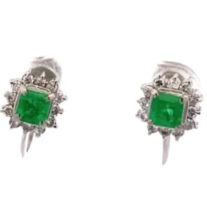 Pt850/Pt900 エメラルド・ダイヤ ピアス/イヤリング 0.34・E0.41 ct
