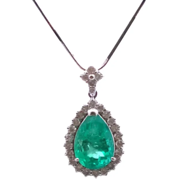 Pt900/Pt850 エメラルド・ダイヤモンド ネックレス/ペンダントトップ 4.490.88ct