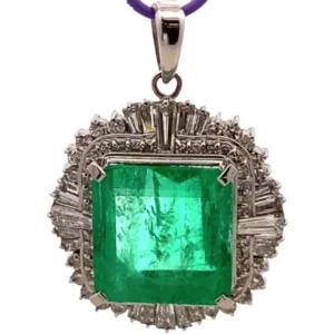 Pt・Pm900 エメラルド・ダイヤモンド ネックレスペンダントトップ E11.47・2.04ct