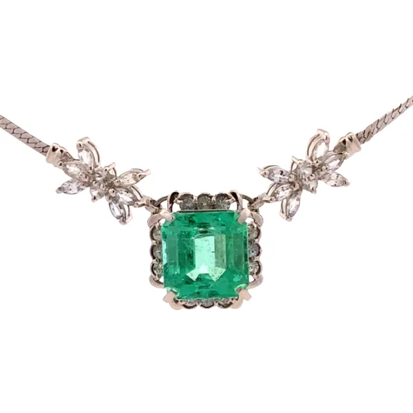 Pt900/Pt850 エメラルド・透明石 ネックレス/ペンダントトップ 7.12・1.89ct