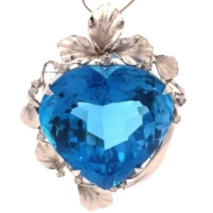 K18WG ブルートパーズ・ダイヤモンド ネックレスペンダントトップ 98.83 ct 0.31 ct