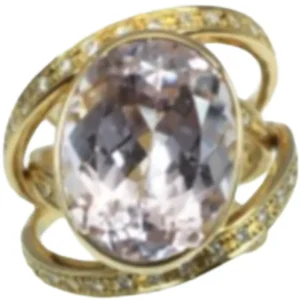 K18 クンツァイト・ダイヤモンド リング 11.83 ct 0.7 ct