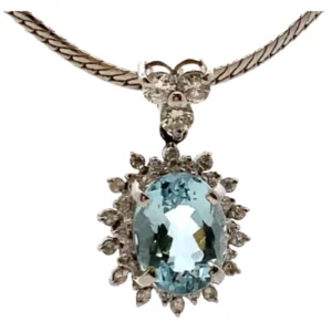 Pt850Pt900 アクアマリン・ダイヤモンド ネックレスペンダントトップ 2.00・0.17・0.21ct