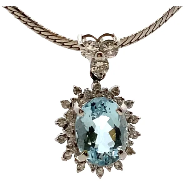 Pt850/Pt900 アクアマリン・ダイヤモンド ネックレス/ペンダントトップ 2.00・0.17・0.21ct