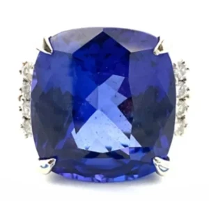 Pt・Pm900 タンザナイト・ダイヤモンド リング 14.05・D0.22ct