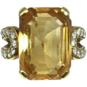 K18 シトリン・ダイヤモンド リング 10.05 ct D0.48 ct