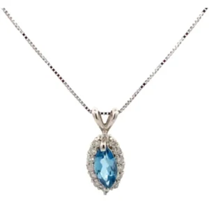 K18WG アクアマリン・ダイヤモンド ネックレスペンダントトップ 0.41・D0.17ct