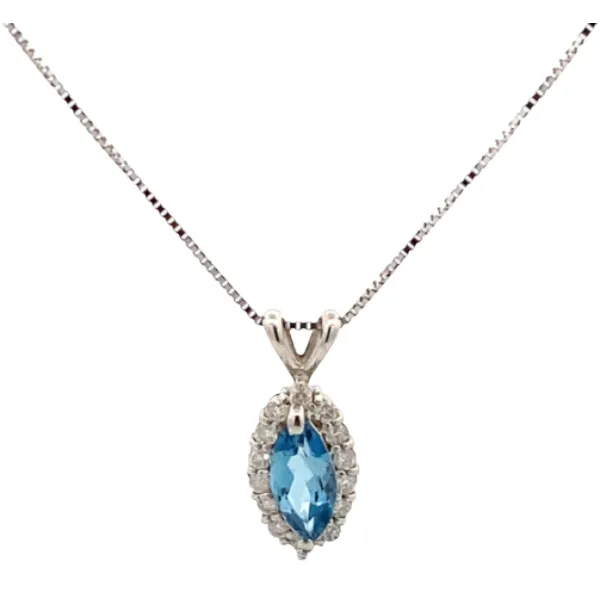 K18WG アクアマリン・ダイヤモンド ネックレス/ペンダントトップ 0.41・D0.17ct