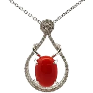 K18WG サンゴ・ダイヤモンド 2.14・D0.36ct