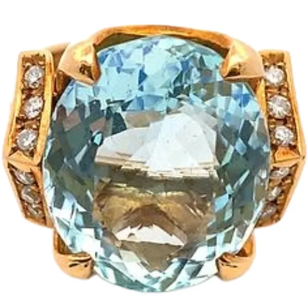 K18 アクアマリン・ダイヤモンド 10.22・0.15ct