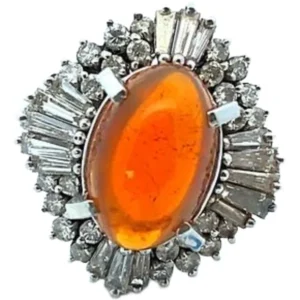 Pt･Pm900 ファイヤーオパール・ダイヤモンド 2.75・1.31ct