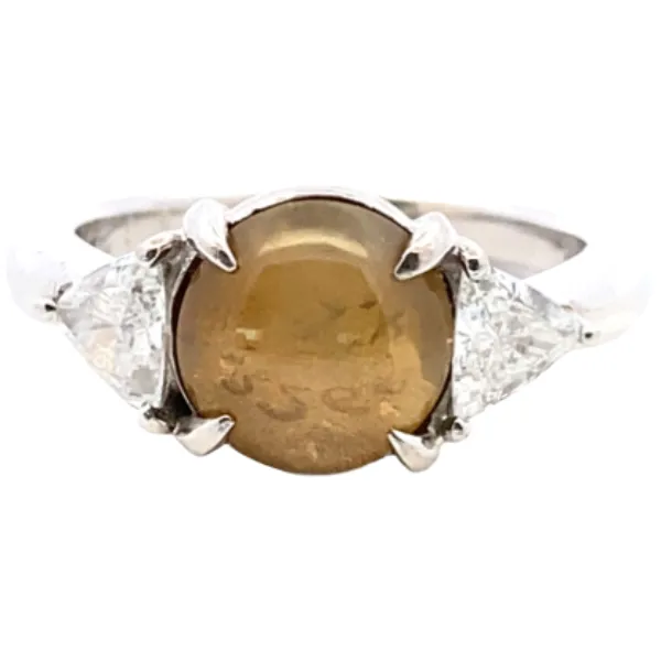 Pt･Pm900 クリソベリルキャッツアイ・ダイヤモンド リング 3.292・0.4ct