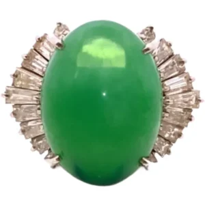 Pt･Pm900 翡翠・ダイヤモンド リング H16.73・D1.36ct