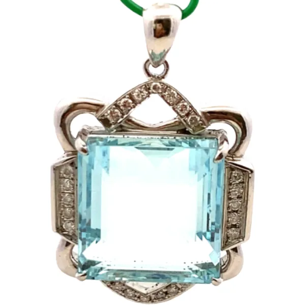 Pt･Pm900 アクアマリン・ダイヤモンド ネックレス/ペンダントトップ 46.35・D0.62ct