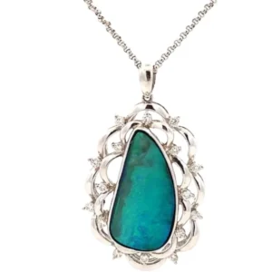 Pt850/Pt900 ボルダーオパール・ダイヤモンド 7.328・D0.28ct