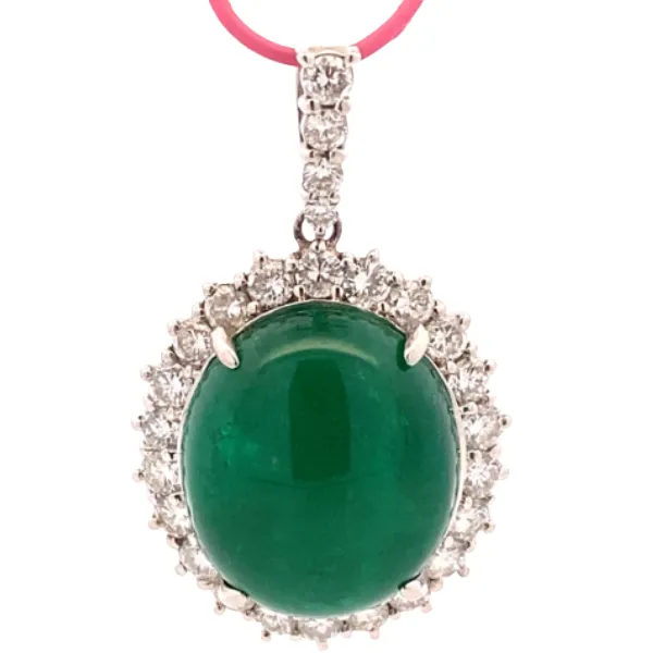 Pt･Pm900 エメラルド・ダイヤモンド ネックレス/ペンダントトップ 19.64・D2.1ct