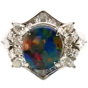 Pt・Pm900 ブラックオパール・ダイヤモンド リング 2.26・D1.06ct