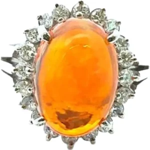 Pt・Pm900 ファイヤーオパール・ダイヤ 3.05・D0.38ct