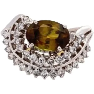 Pt･Pm900 スフェーン・ダイヤモンド リング 2.16 ct 0.61 ct