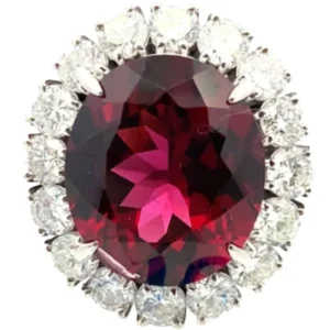 Pt・Pm900 ロードライトガーネット・ダイヤモンド リング 11.84・D2.67ct